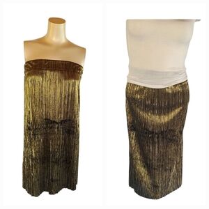 Show Me Your Mumu Nyki Gold Metallic Mini Dress / Midi Skirt XS